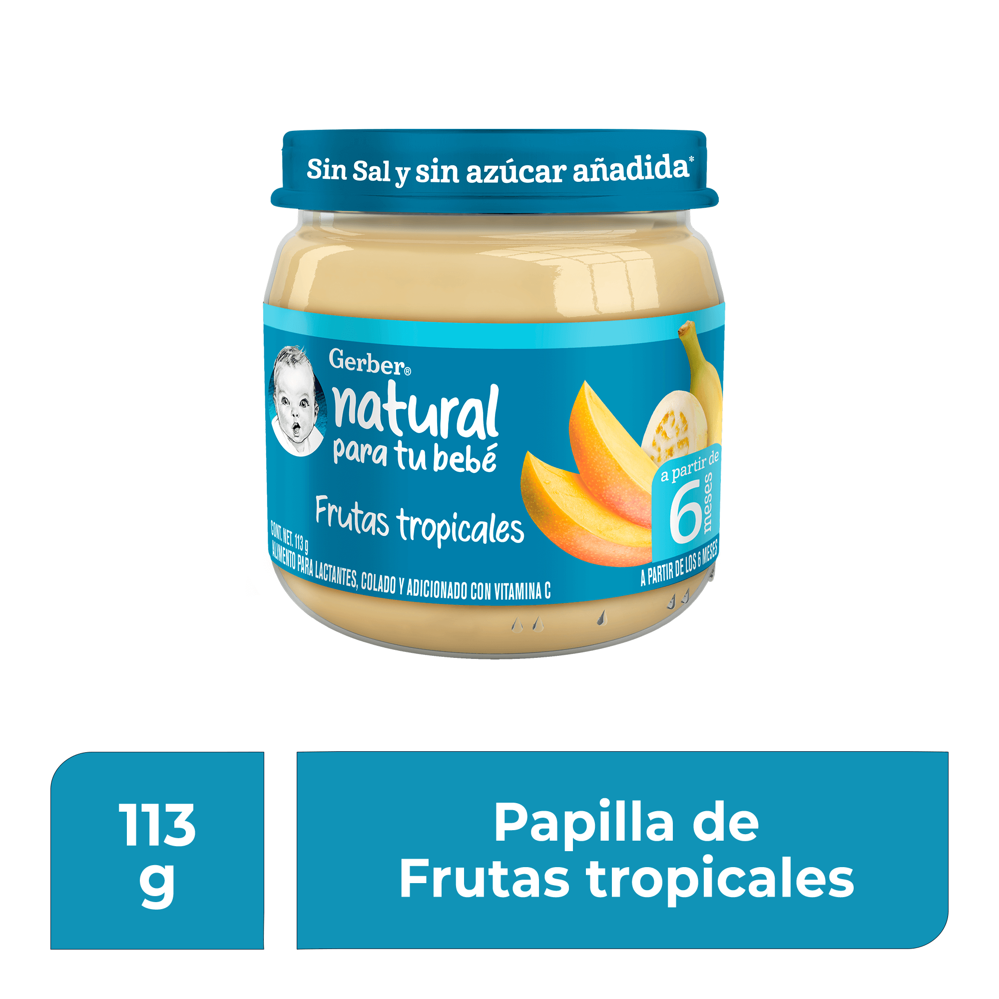 Gerber® Papilla Frutas tropicales Etapa 2, 113g