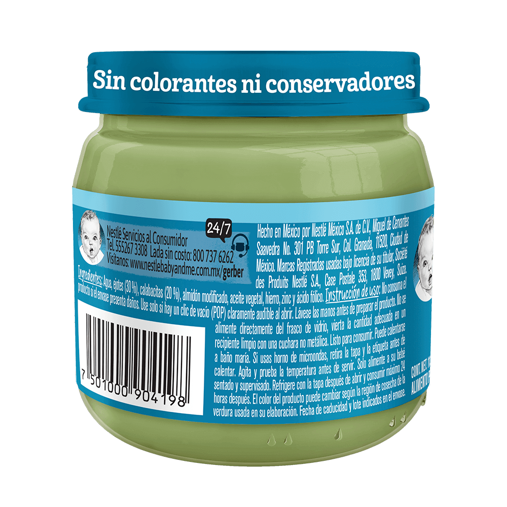 Gerber® Papilla Ejote y Calabacitas Etapa 2, 113g