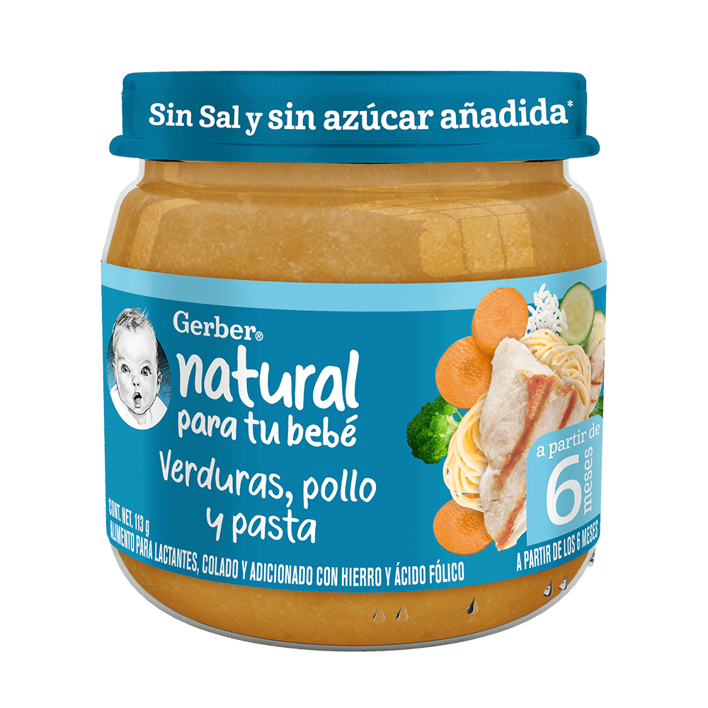 Gerber® Papilla Pollo verduras y pasta Etapa 2, 113g