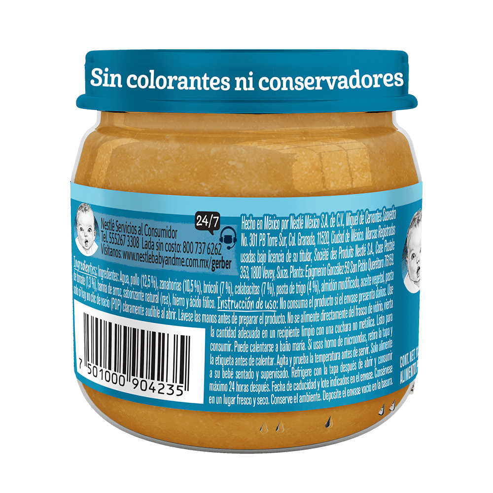 Gerber® Papilla Pollo verduras y pasta Etapa 2, 113g