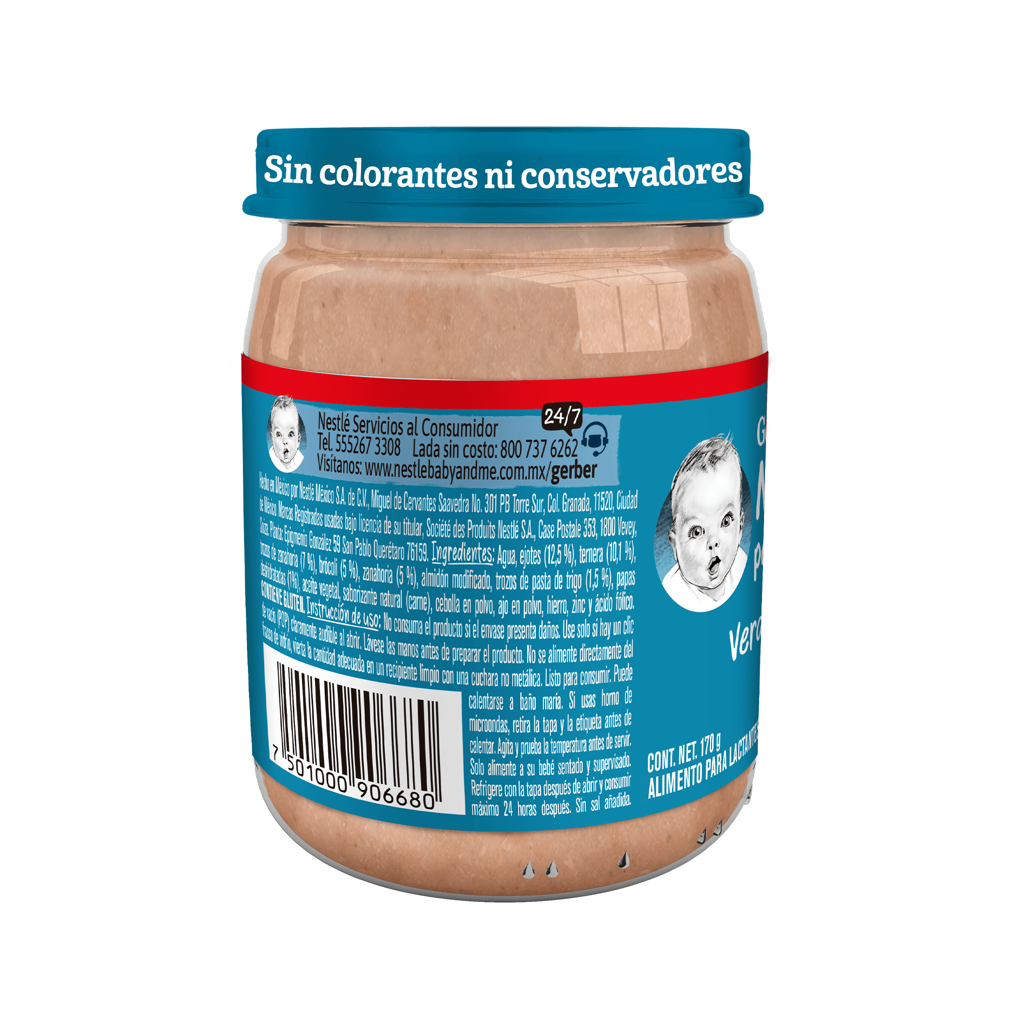 Gerber® Papilla Ternera con verduras y pasta Etapa 3, 170g