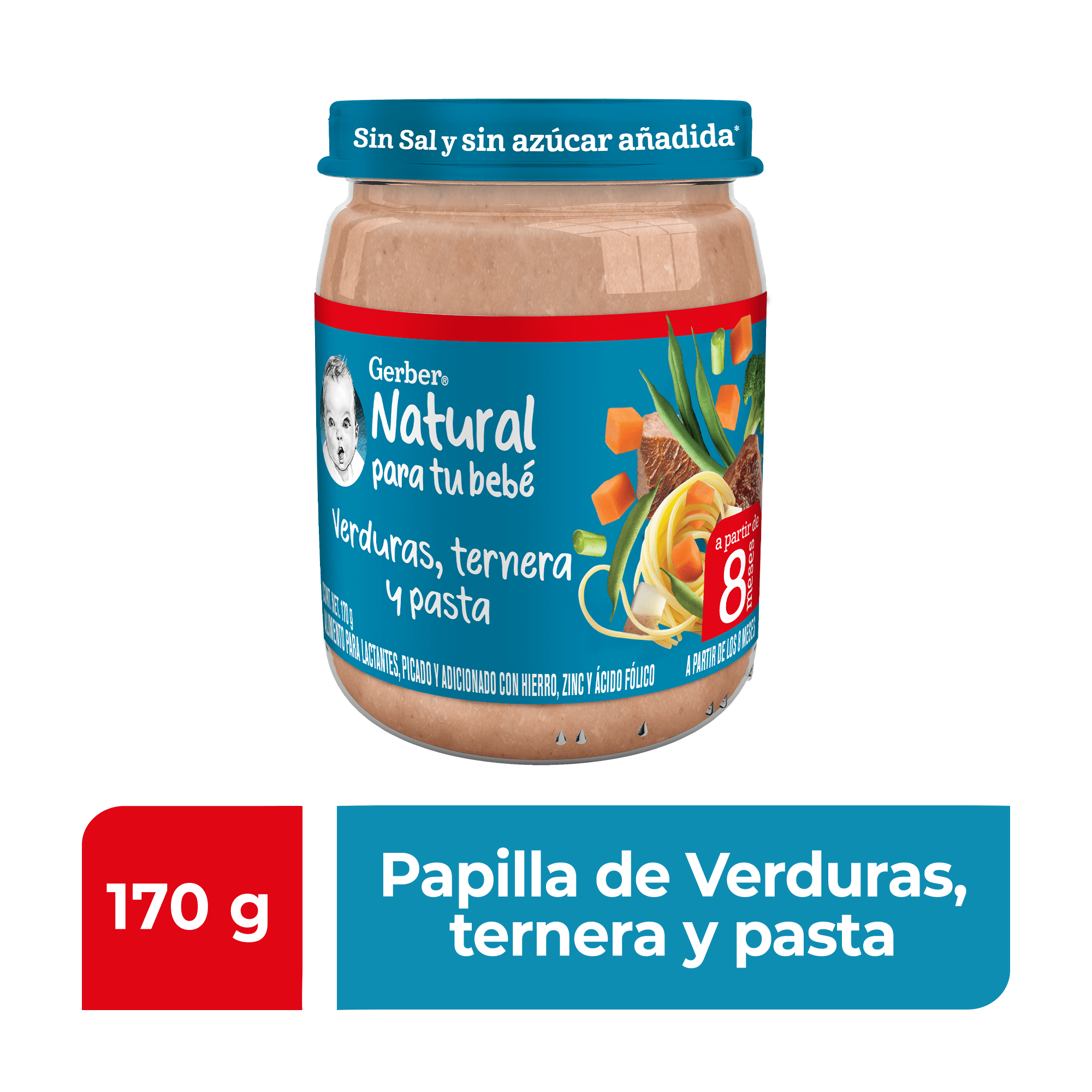 Gerber® Papilla Ternera con verduras y pasta Etapa 3, 170g