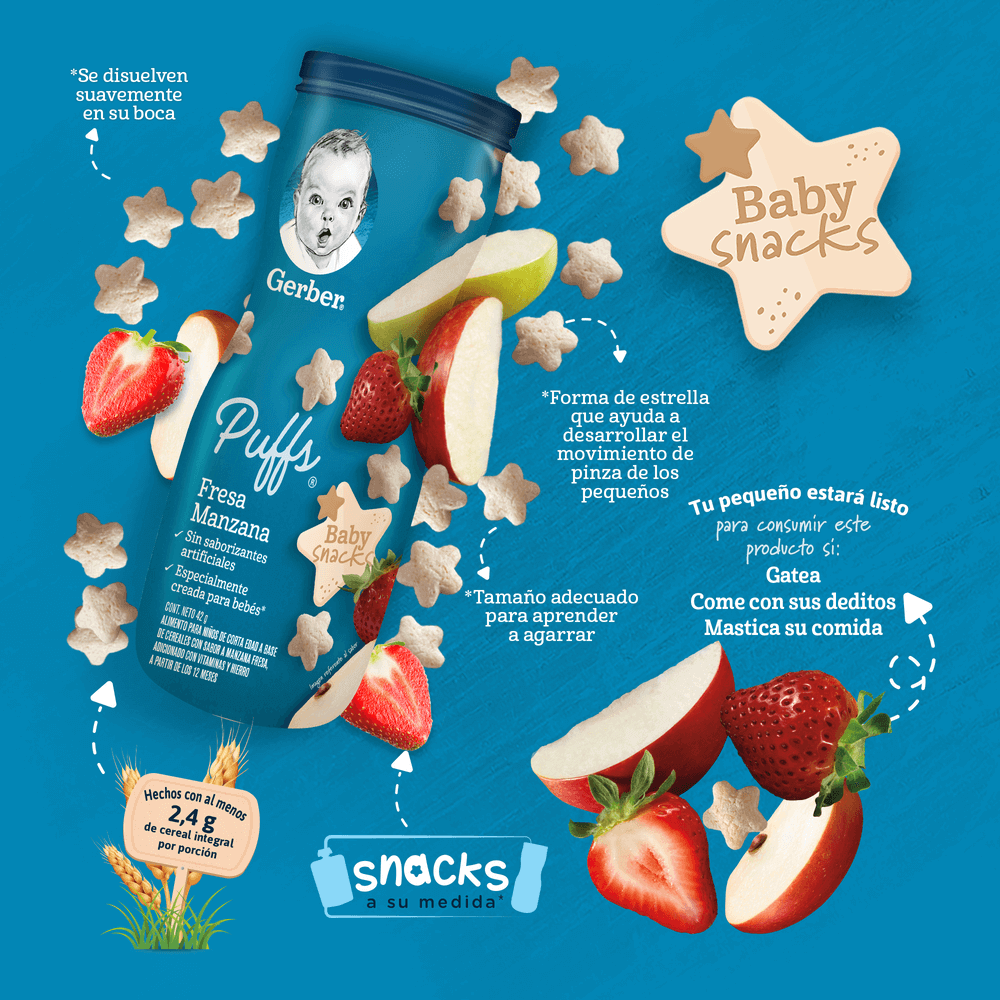 Gerber® Manzana y Fresa Snacks 42 g