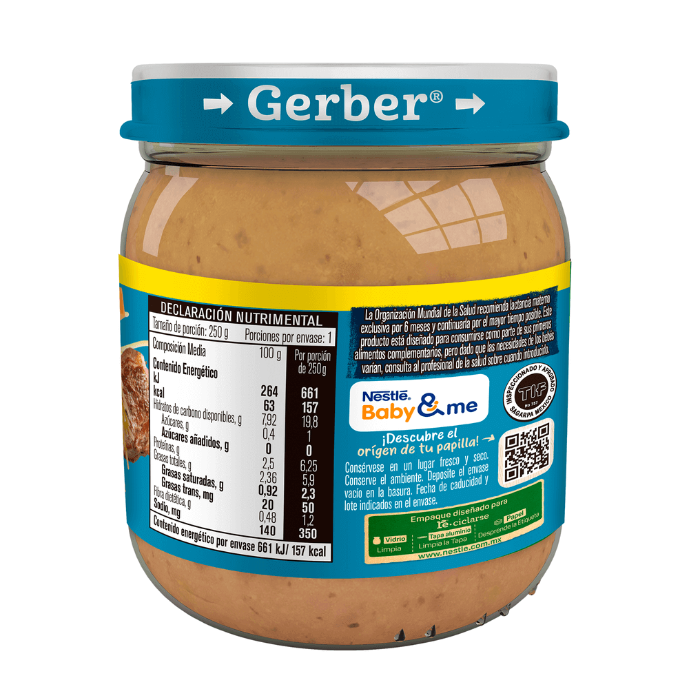 Gerber® Papilla Res, verduras y pasta Etapa 4, 250g