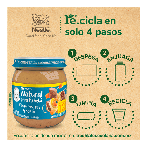 Gerber® Papilla Res, verduras y pasta Etapa 4, 250g