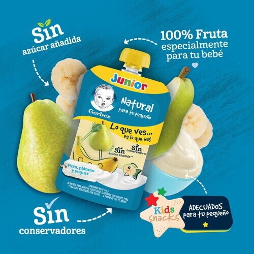 GERBER® Pouch Pera Plátano y Yogurt