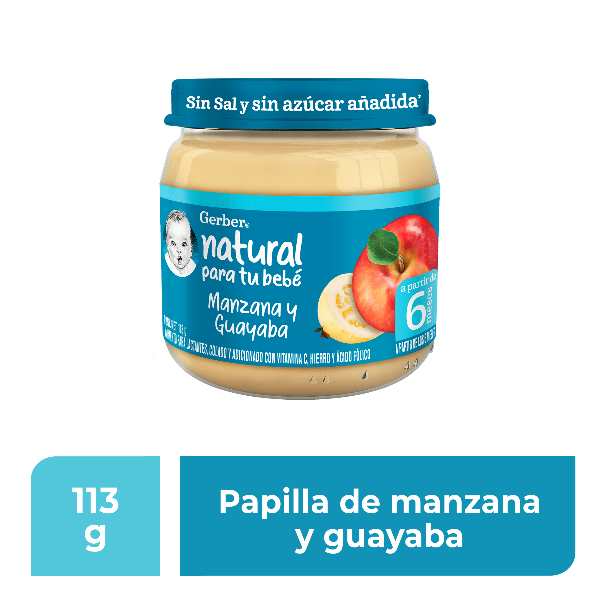 Gerber® Papilla Manzana y guayaba Etapa 2, 113g