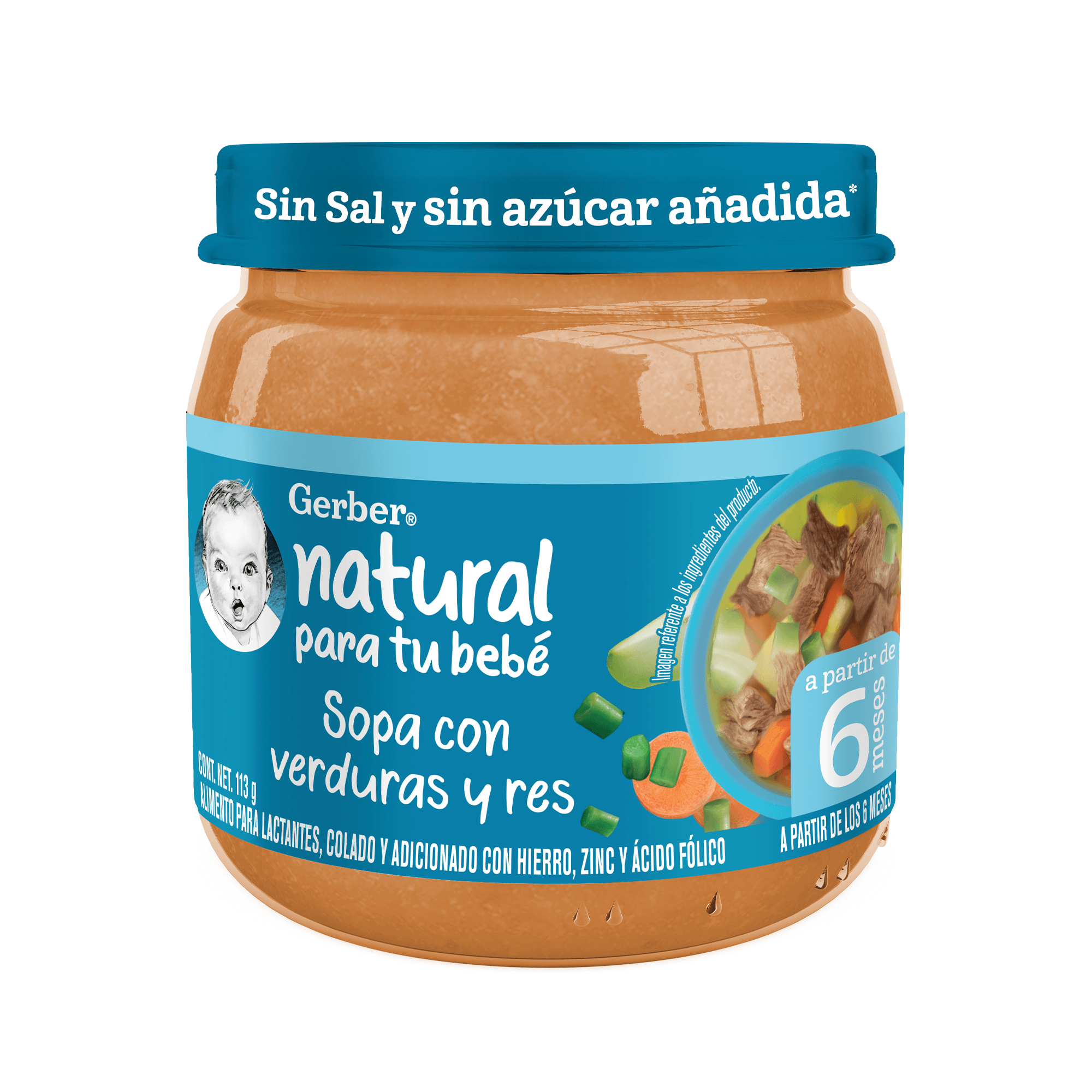 Gerber® Papilla Sopa de Res y verduras Etapa 2, 113g