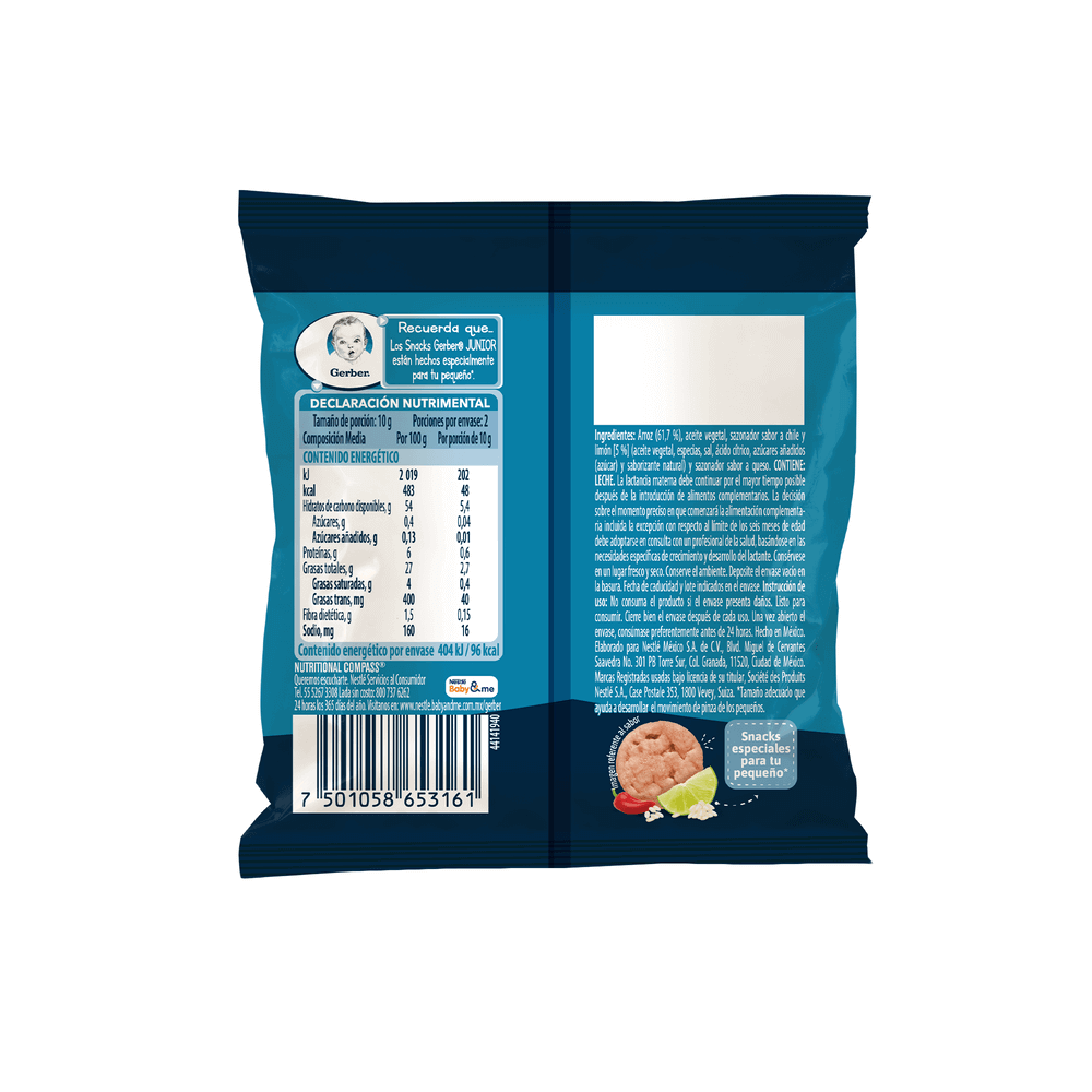 Gerber® Snacks Tostaditas Chile y Limón 20g