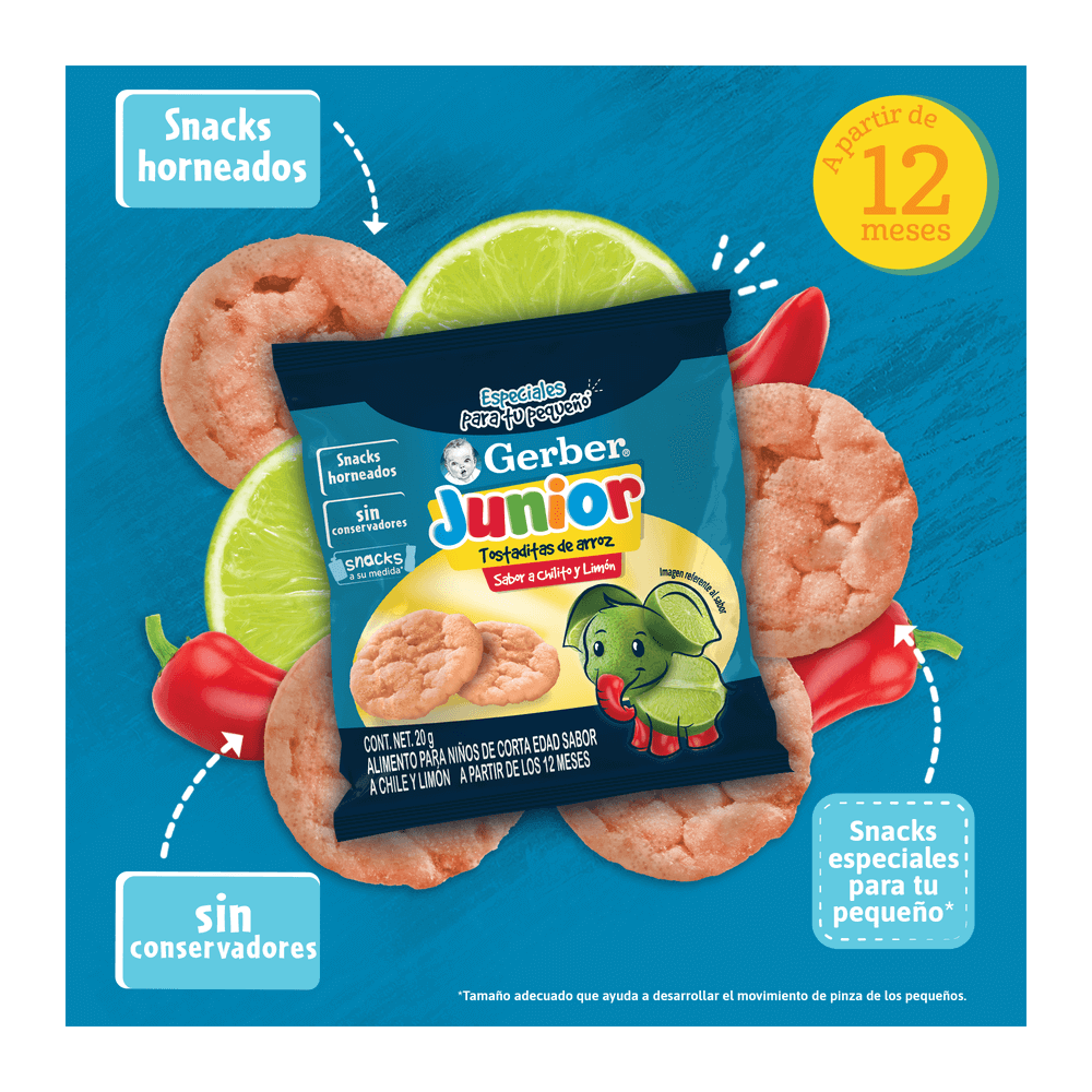 Gerber® Snacks Tostaditas Chile y Limón 20g