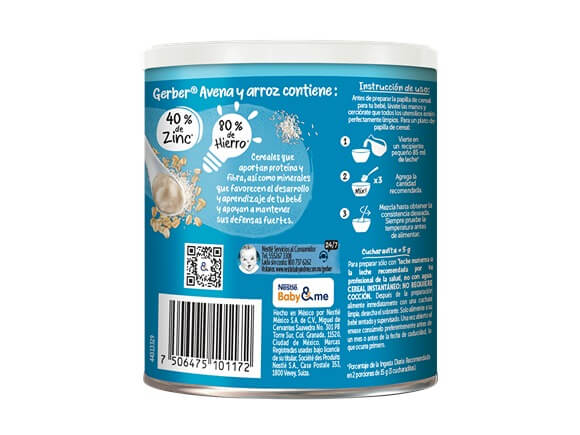 Gerber® Arroz y Avena Cereal Infantil