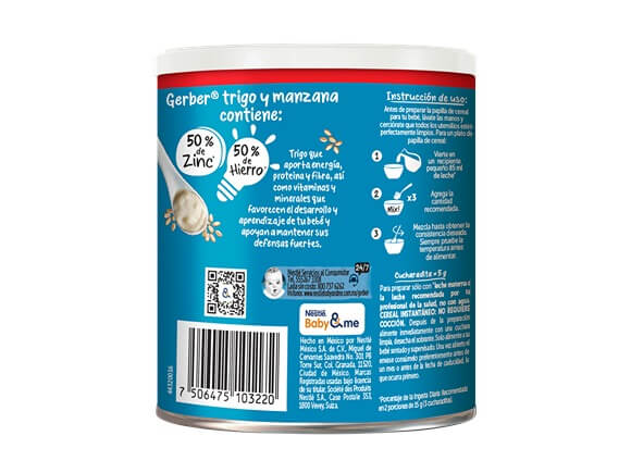 Gerber® Cereal infantil, Trigo con Manzana, 10 meses