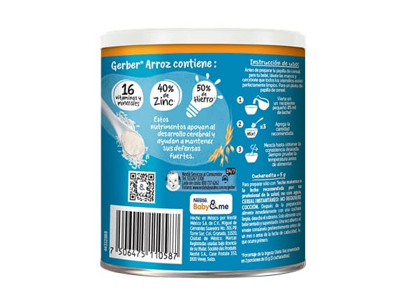 Gerber® Cereal infantil, Arroz, 6 meses