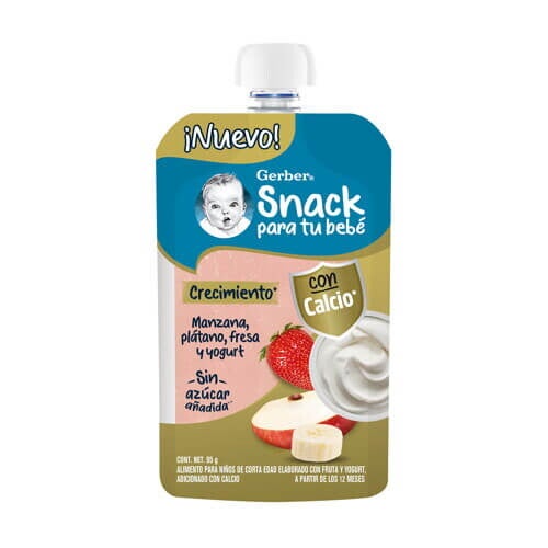 GERBER® Pouch manzana, plátano, fresa yogurt