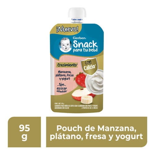 GERBER® Pouch manzana, plátano, fresa yogurt