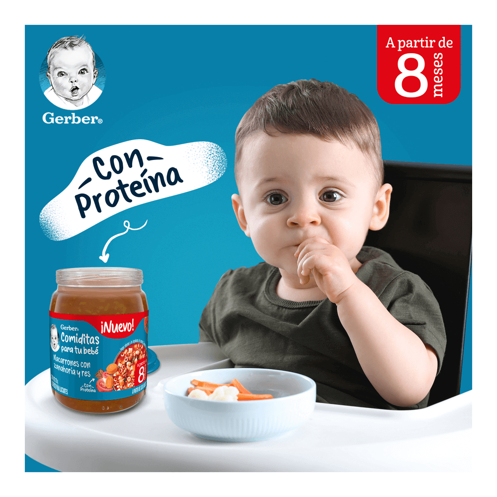 Gerber Papilla Macarrones con Zanahoria y Res, Etapa 3, 170 g
