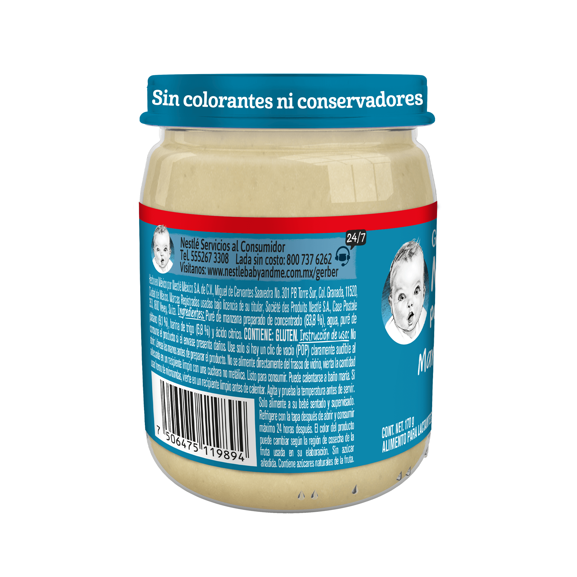 Gerber® Papilla Manzana, plátano y trigo, Etapa 3, 170 g