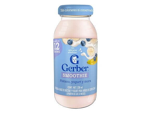 Smoothie Gerber® plátano y moras con yogurt frente