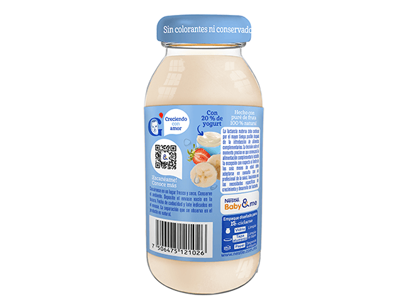  Smoothie Gerber® plátano y fresa con yogurt etapa 4 dorso