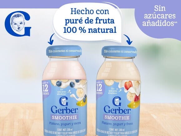  Smoothie Gerber® plátano y fresa con yogurt etapa 4 dos envases