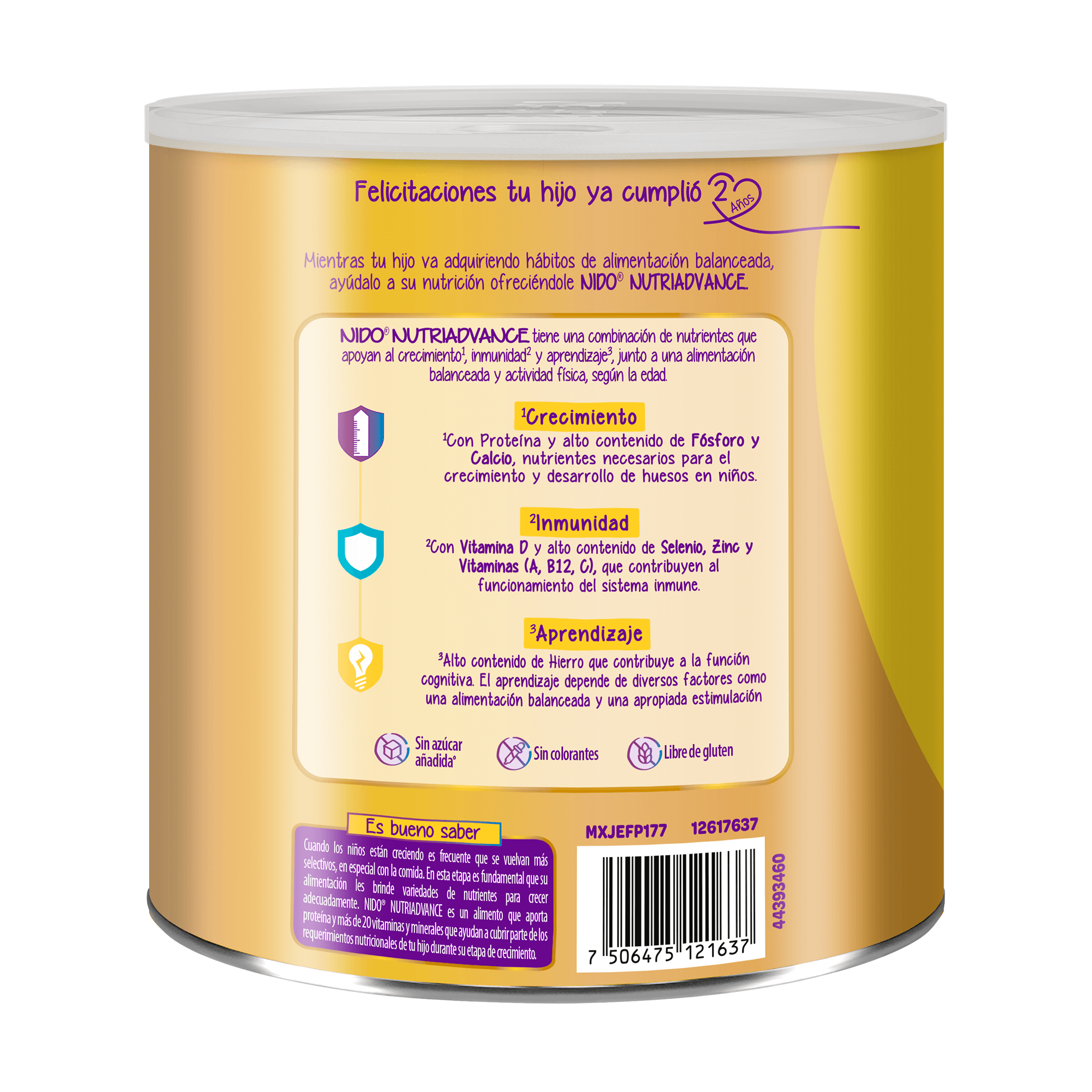 Complemento Nutricional para Niños NIDO® NUTRIADVANCE, sabor Vainilla