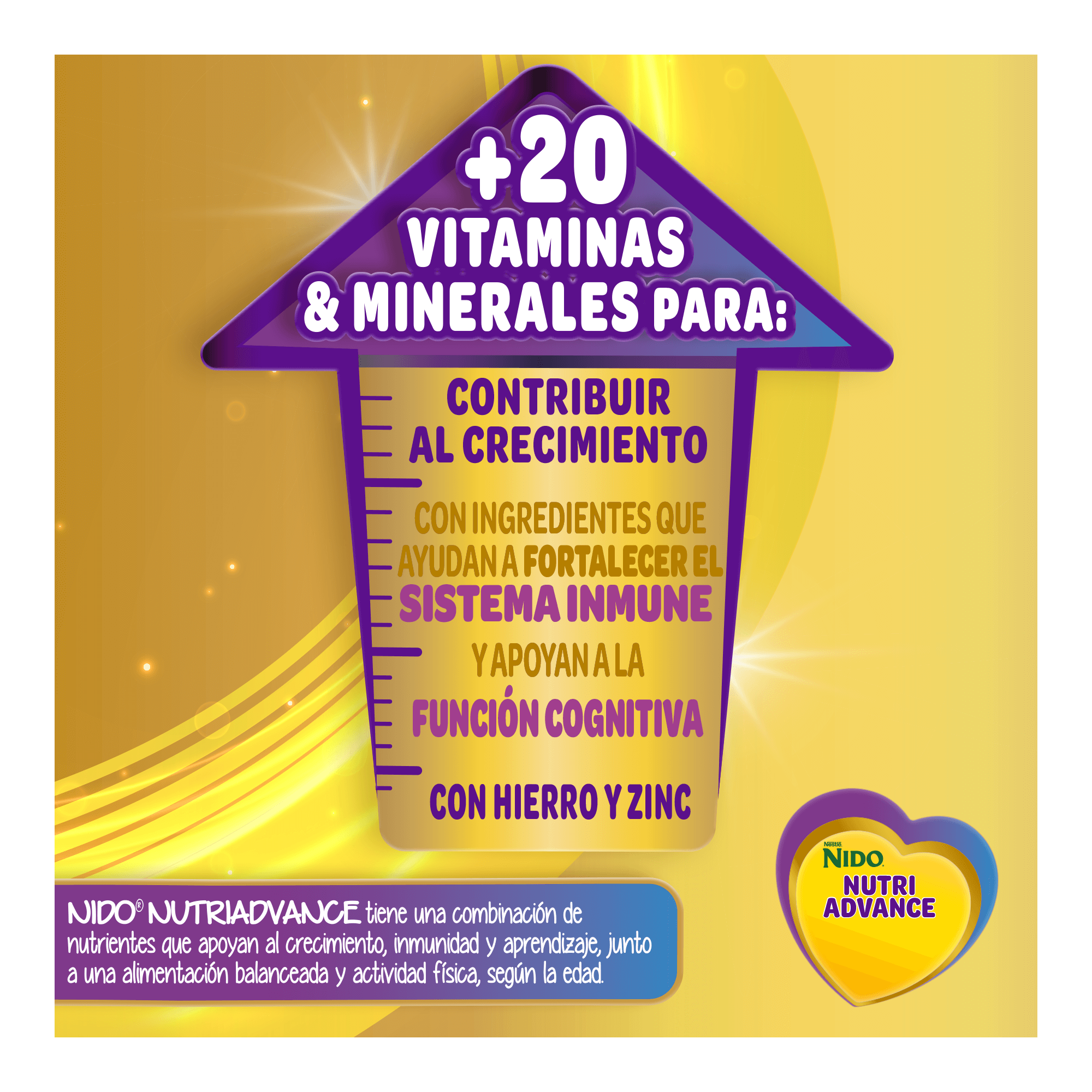 Complemento Nutricional para Niños NIDO® NUTRIADVANCE, sabor Vainilla