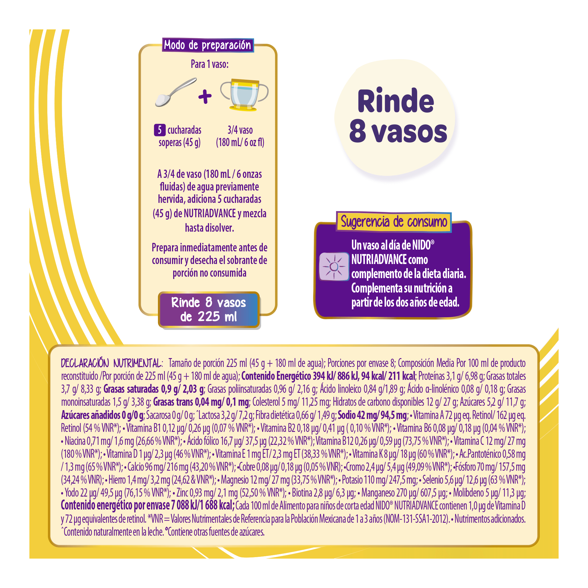 Complemento Nutricional para Niños NIDO® NUTRIADVANCE, sabor Vainilla