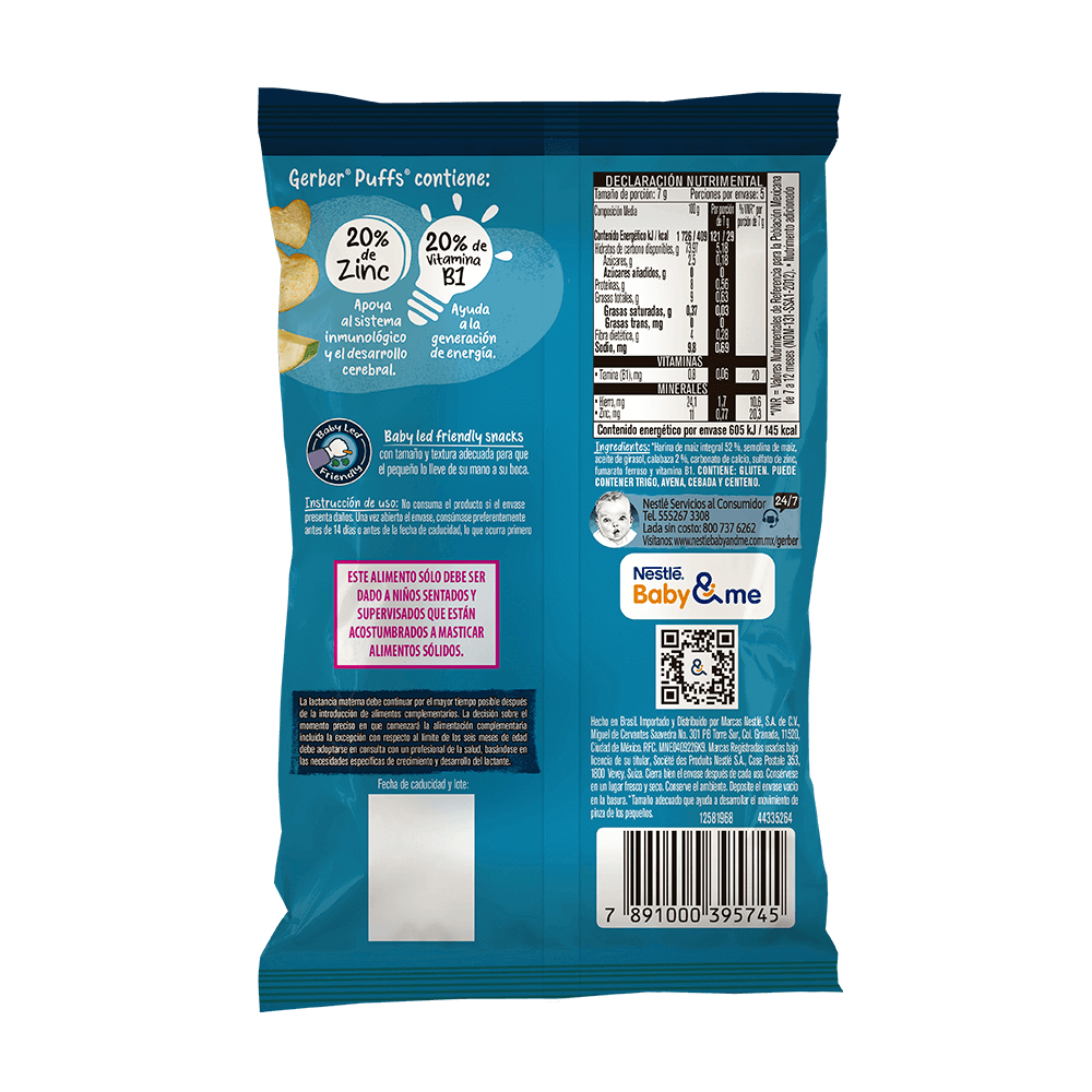 Gerber® Snacks Puffs Calabacita 35 g
