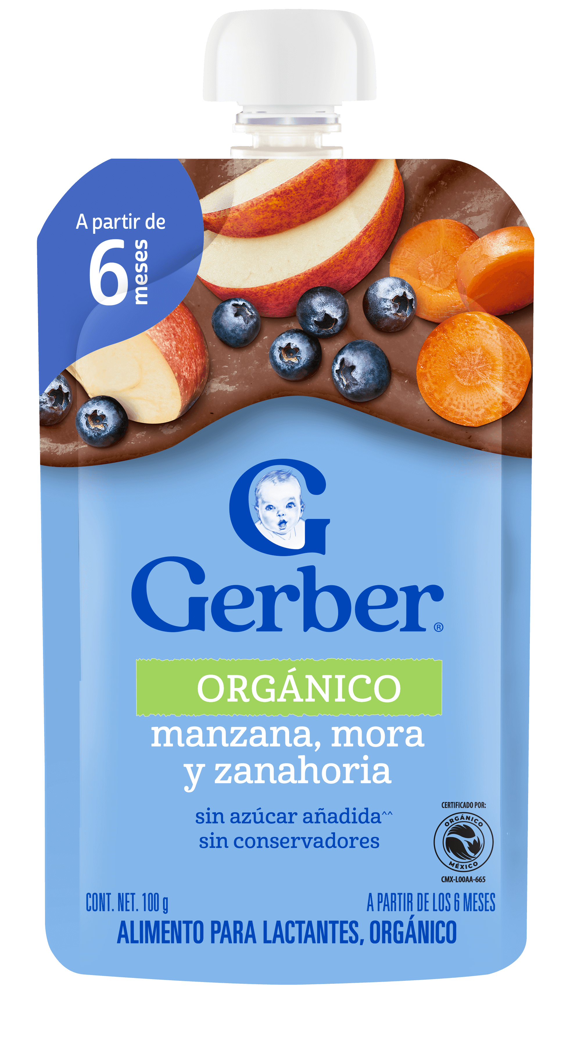 GERBER® Orgánico Manzana Mora Zanahoria