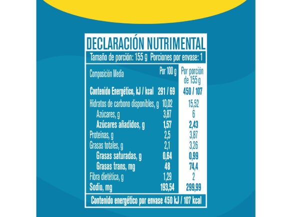 Gerber® Mealtime para Toddler declaración nutrimental