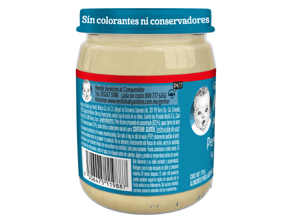 Gerber Papilla pera, arroz y avena, Etapa 3, 170 g