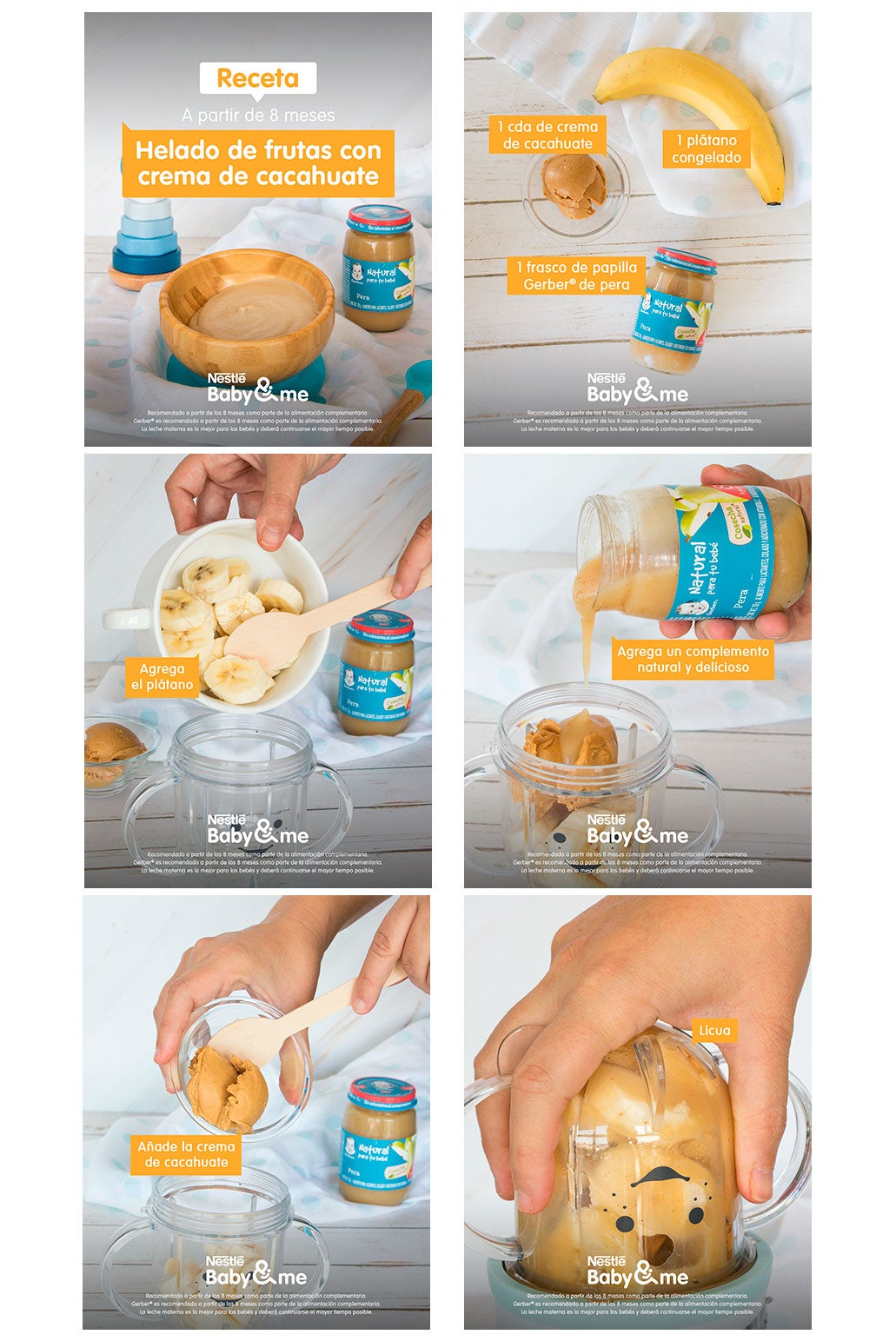 Helado de frutas con crema de cacahuate