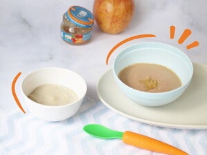platito con paté de hígado y Gerber de manzana comida para bebe platito con paté de hígado y Gerber de manzana comida para bebe