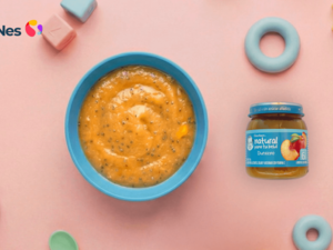 Mousse de durazno y chía. Receta para bebés de 6 meses.
