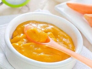 Papilla de Chayote, Camote, Zanahoria y Pollo