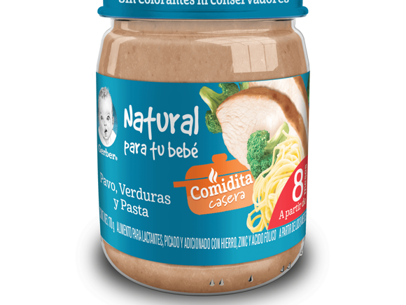 Gerber® Papilla Pavo con verduras y pasta Etapa 3, 170g