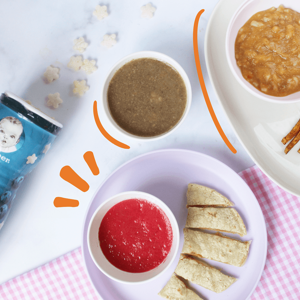 plato con papas de camote y puffs gerber comida para bebé plato con papas de camote y puffs gerber comida para bebé