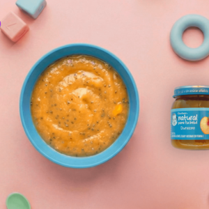 Mousse de durazno y chía. Receta para bebés de 6 meses.