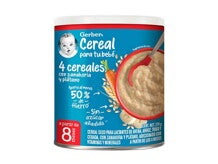 Gerber® Cereal infantil, 4 cereales con zanahoria y plátano, 7 meses