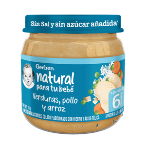 Gerber® Papilla Pollo con verduras y arroz Etapa 2, 113g