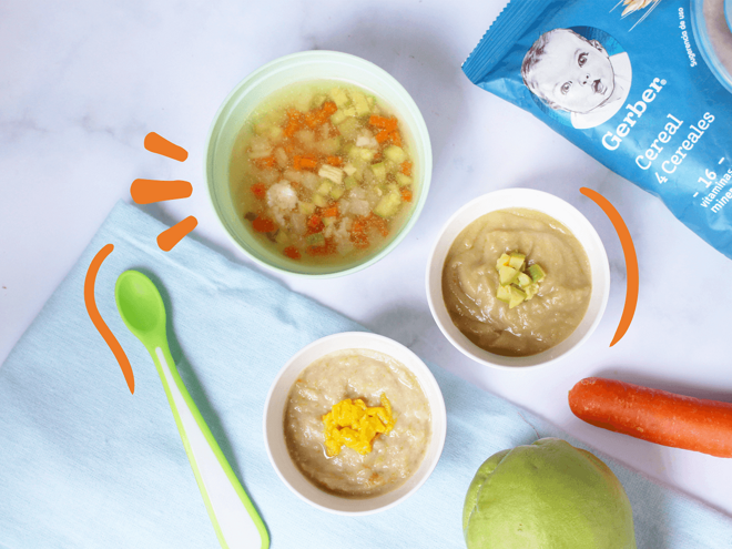 platito de cereal Gerber 4 cereales con mango comida para bebe platito de cereal Gerber 4 cereales con mango comida para bebe