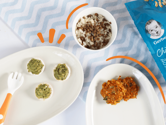 plato con hamburguesa de calabacita y chayote chips gerber comida para bebés plato con hamburguesa de calabacita y chayote chips gerber comida para bebés