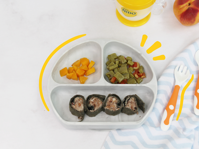 plato con divisiones taquitos de frijol para bebe ensalada de nopal fruta plato con divisiones taquitos de frijol para bebe ensalada de nopal fruta