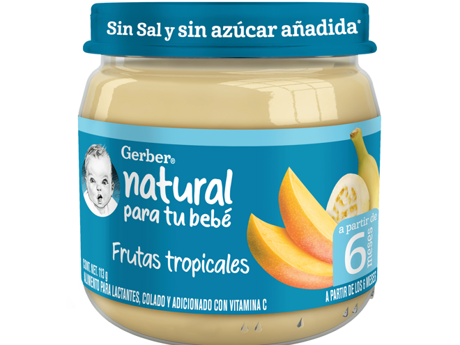 Gerber® Papilla Frutas tropicales Etapa 2, 113g