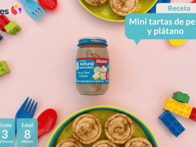 Mini tartas de pera y plátano