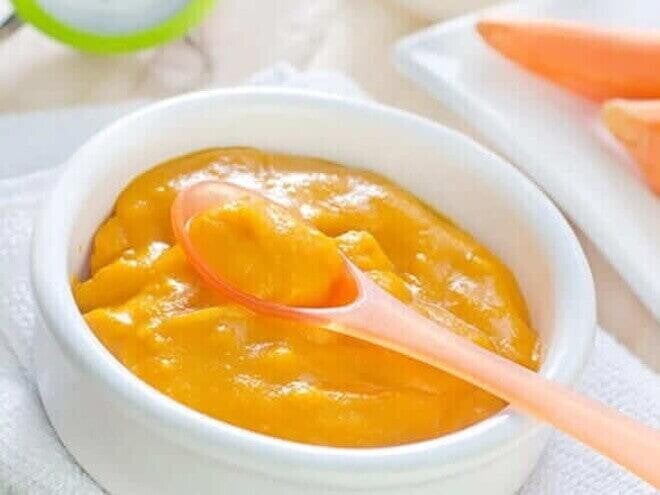 Papilla de Chayote, Camote, Zanahoria y Pollo