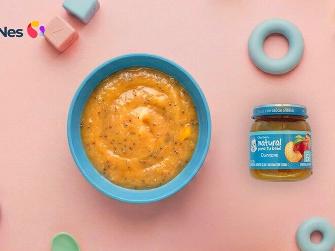 Mousse de durazno para bebés de 6 meses