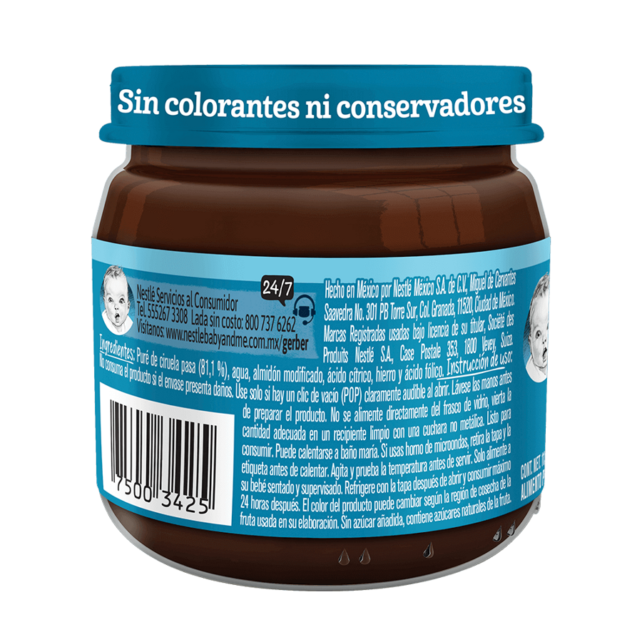 Gerber® Papilla Ciruela Pasa Etapa 2, 113g