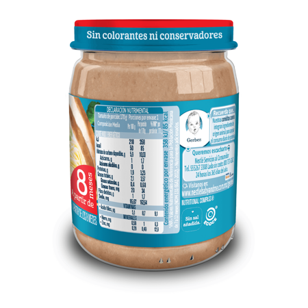 Gerber® Papilla Pavo con verduras y pasta Etapa 3, 170g
