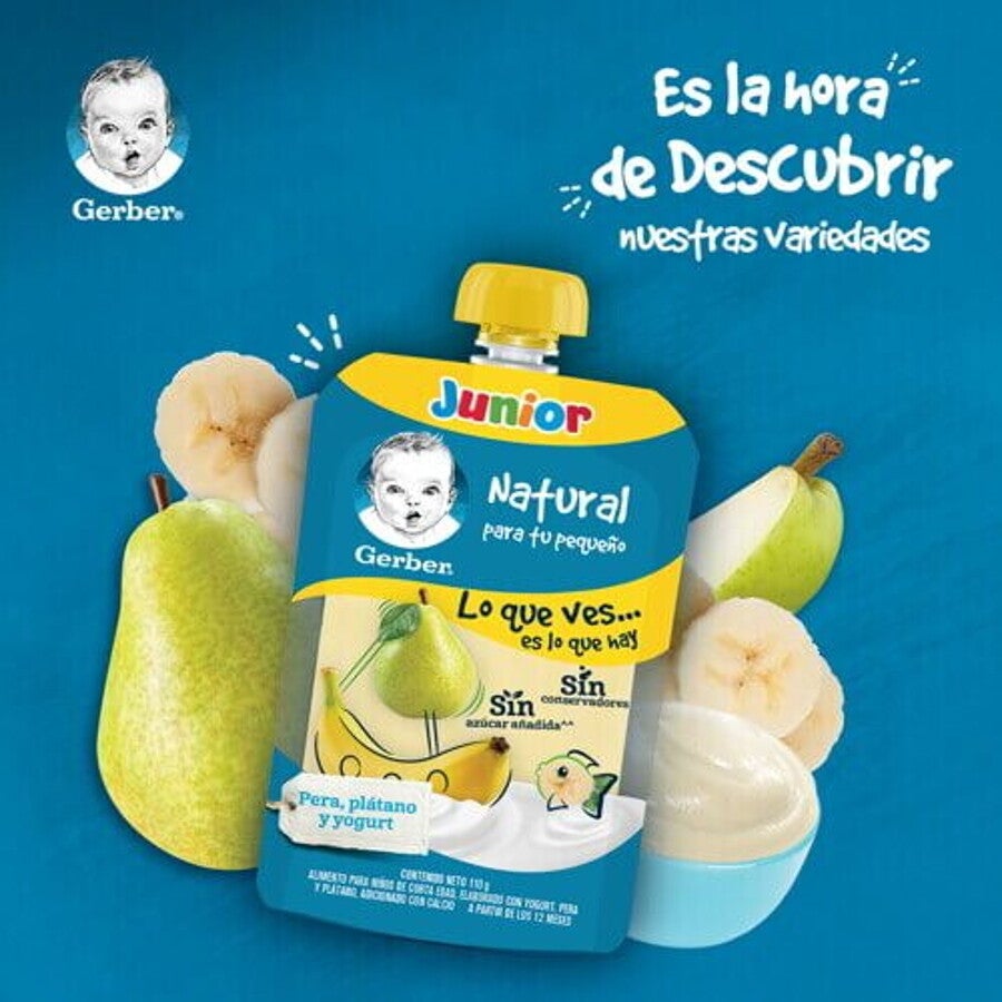 GERBER® Pouch Pera Plátano y Yogurt